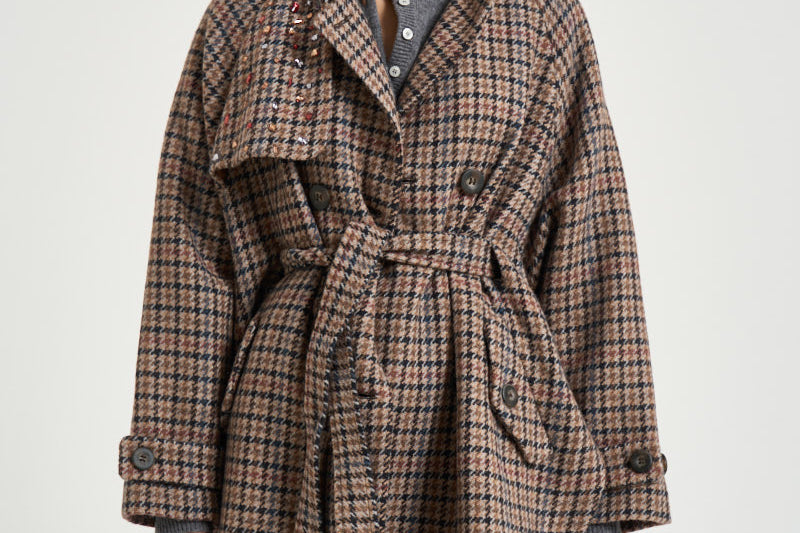Cappotto donna a quadri multicolor S1259 2500251 BAZAR DELUXE 