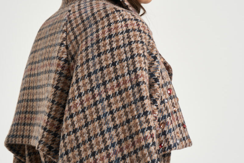 Cappotto donna a quadri multicolor S1259 2500251 BAZAR DELUXE 