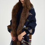 Sciarpa donna con collo in ecopelliccia blu SCIARPA 16CHOCO BAZAR DELUXE 