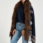 Sciarpa donna con collo in ecopelliccia blu SCIARPA 16CHOCO BAZAR DELUXE 