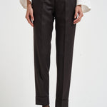Pantaloni donna con elastico sul retro moro ALICIA LONG ZG1202XDK BROWN BERWICH 