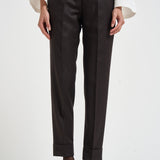 Pantaloni donna con elastico sul retro moro ALICIA LONG ZG1202XDK BROWN BERWICH 