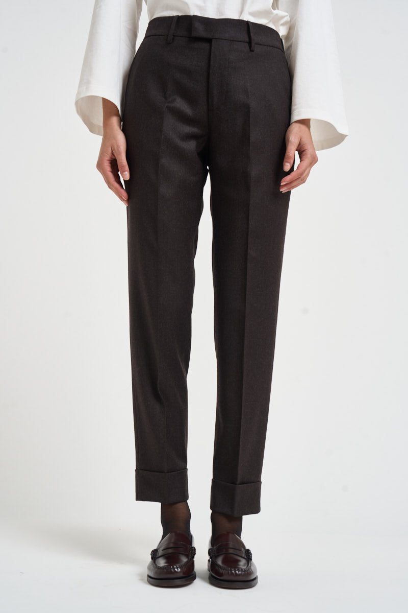 Pantaloni donna con elastico sul retro moro ALICIA LONG ZG1202XDK BROWN BERWICH 