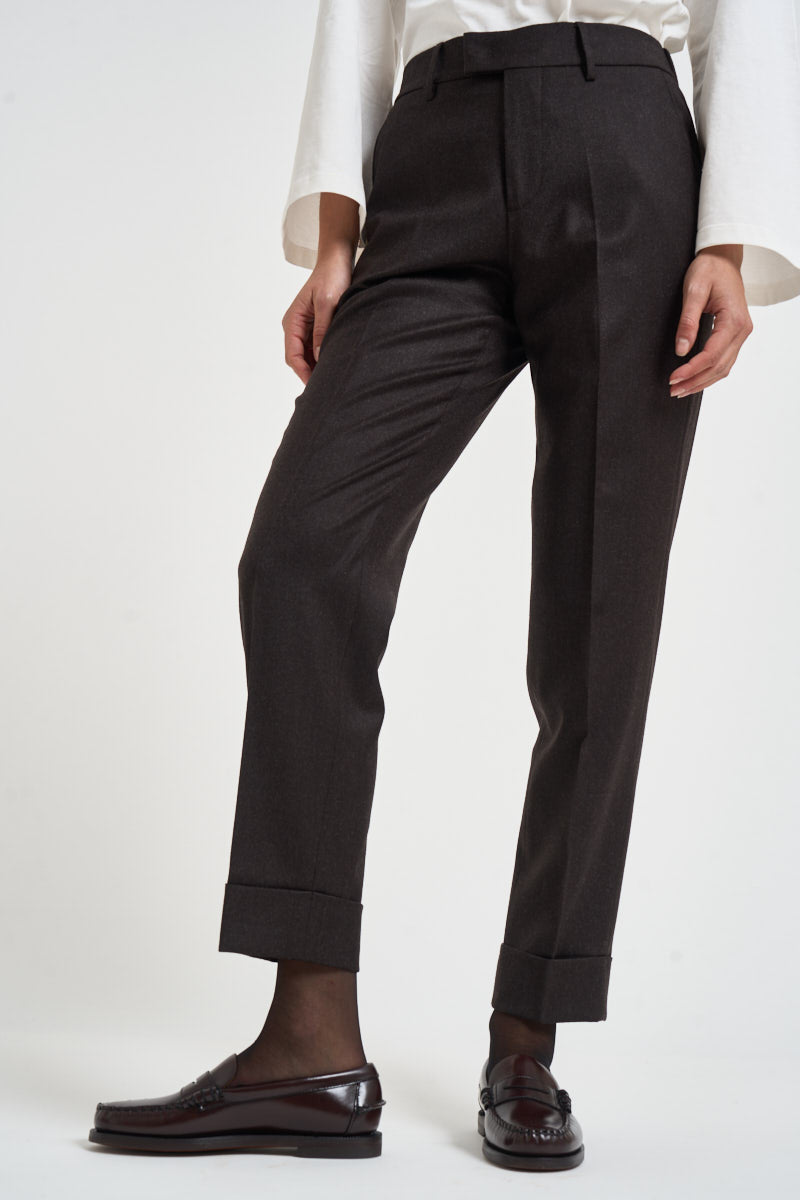 Pantaloni donna con elastico sul retro moro ALICIA LONG ZG1202XDK BROWN BERWICH 