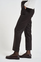 Pantaloni donna con elastico sul retro moro ALICIA LONG ZG1202XDK BROWN BERWICH 