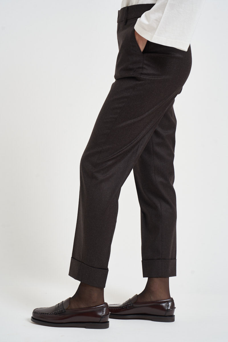 Pantaloni donna con elastico sul retro moro ALICIA LONG ZG1202XDK BROWN BERWICH 