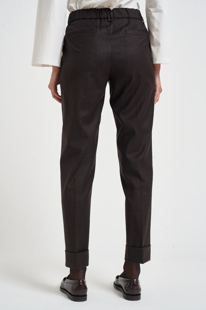 Pantaloni donna con elastico sul retro moro ALICIA LONG ZG1202XDK BROWN BERWICH 