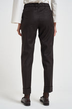 Pantaloni donna con elastico sul retro moro ALICIA LONG ZG1202XDK BROWN BERWICH 