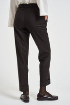 Pantaloni donna con elastico sul retro moro ALICIA LONG ZG1202XDK BROWN BERWICH 
