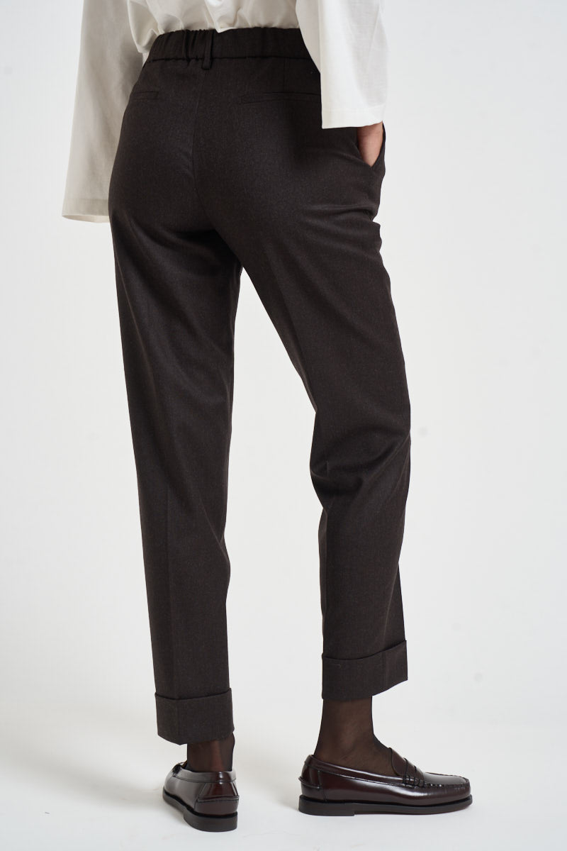 Pantaloni donna con elastico sul retro moro ALICIA LONG ZG1202XDK BROWN BERWICH 