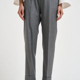 Pantaloni donna con elastico sul retro grigio chiaro ALICIA LONG ZG1202XMID GREY BERWICH 