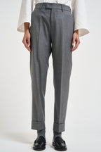 Pantaloni donna con elastico sul retro grigio chiaro ALICIA LONG ZG1202XMID GREY BERWICH 