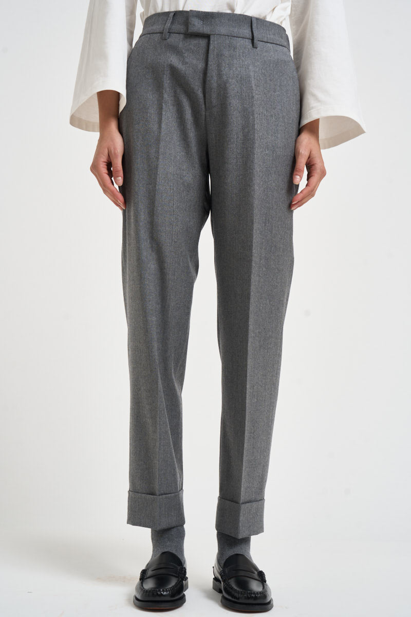 Pantaloni donna con elastico sul retro grigio chiaro ALICIA LONG ZG1202XMID GREY BERWICH 