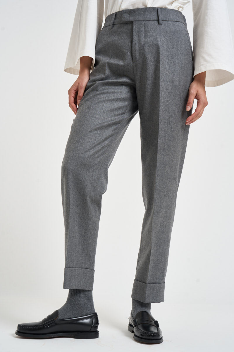 Pantaloni donna con elastico sul retro grigio chiaro ALICIA LONG ZG1202XMID GREY BERWICH 