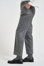 Pantaloni donna con elastico sul retro grigio chiaro ALICIA LONG ZG1202XMID GREY BERWICH 