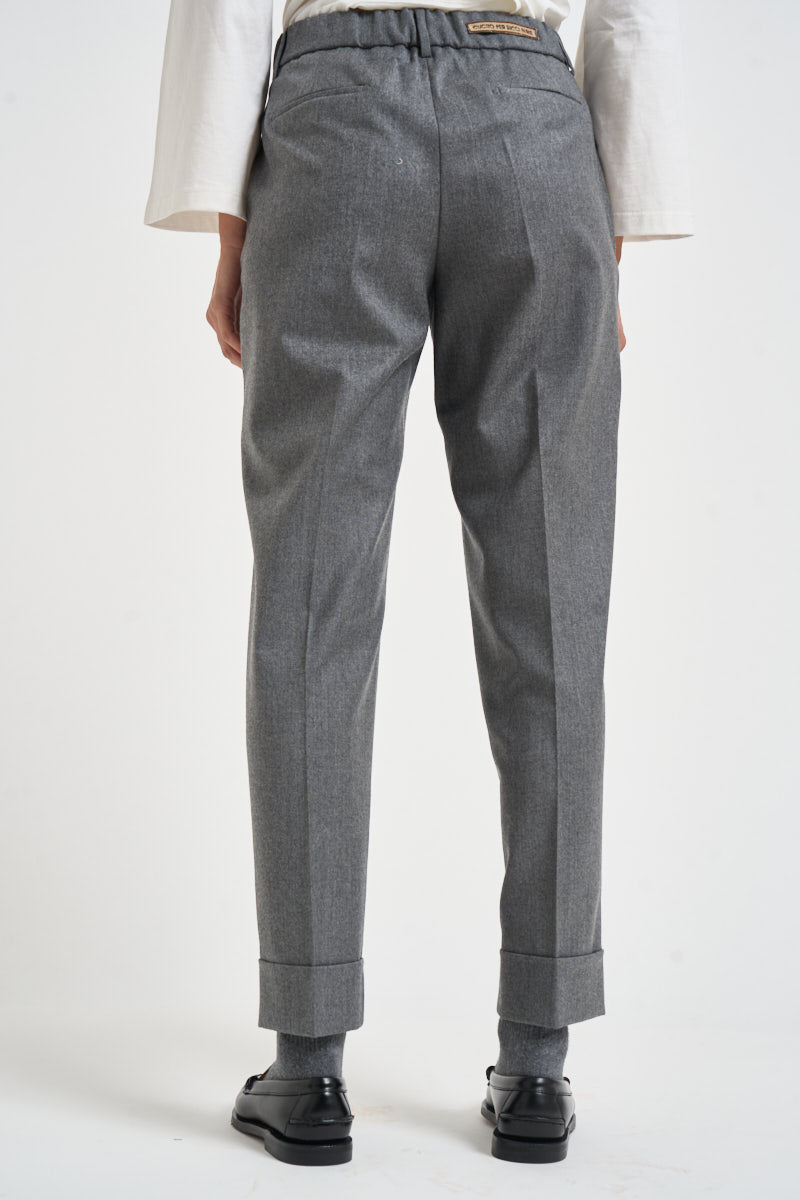 Pantaloni donna con elastico sul retro grigio chiaro ALICIA LONG ZG1202XMID GREY BERWICH 