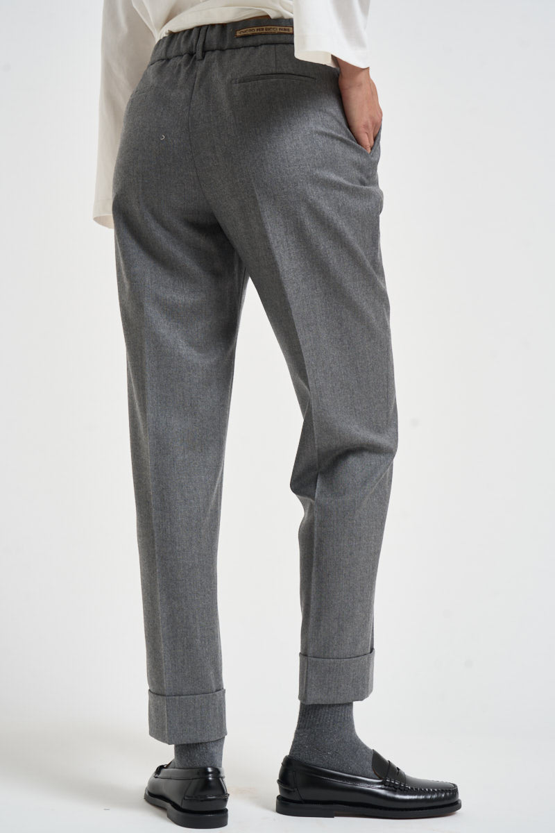 Pantaloni donna con elastico sul retro grigio chiaro ALICIA LONG ZG1202XMID GREY BERWICH 