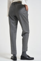 Pantaloni donna con elastico sul retro grigio chiaro ALICIA LONG ZG1202XMID GREY BERWICH 