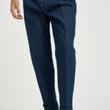 Pantalone uomo con pinces blu denim CHIAIAJ KK1002SW BERWICH 