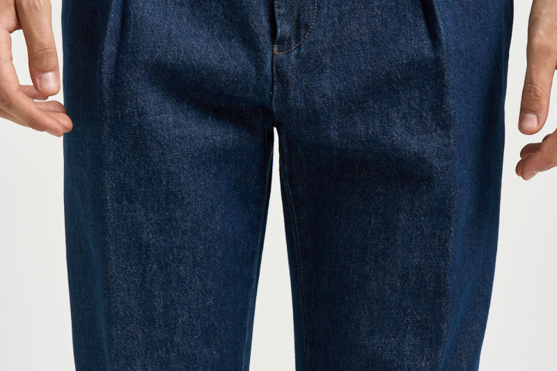 Pantalone uomo con pinces blu denim CHIAIAJ KK1002SW BERWICH 