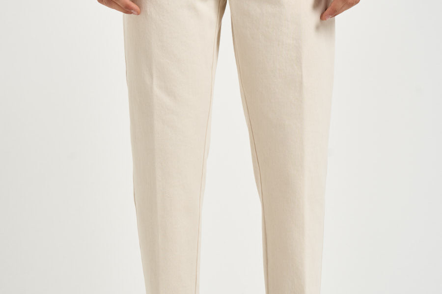 Pantalone uomo con pinces panna CHIAIAJ KK100WHITE BERWICH 