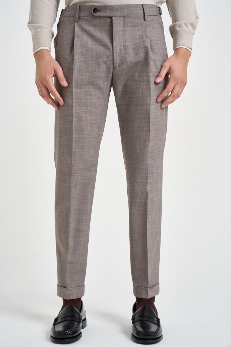 Pantaloni uomo sartoriali tortora mélange RETRO BN7000XLTBROWN BERWICH 