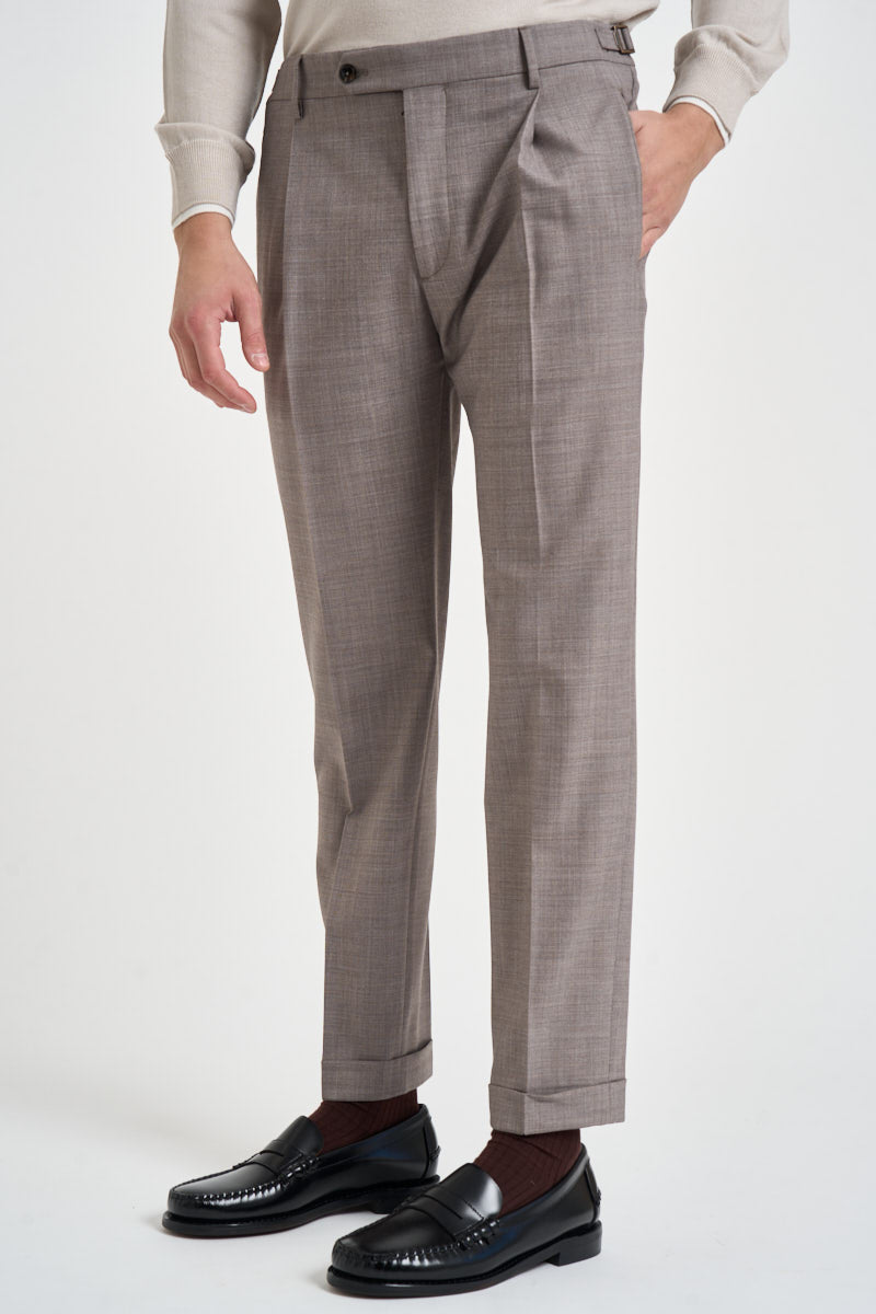 Pantaloni uomo sartoriali tortora mélange RETRO BN7000XLTBROWN BERWICH 