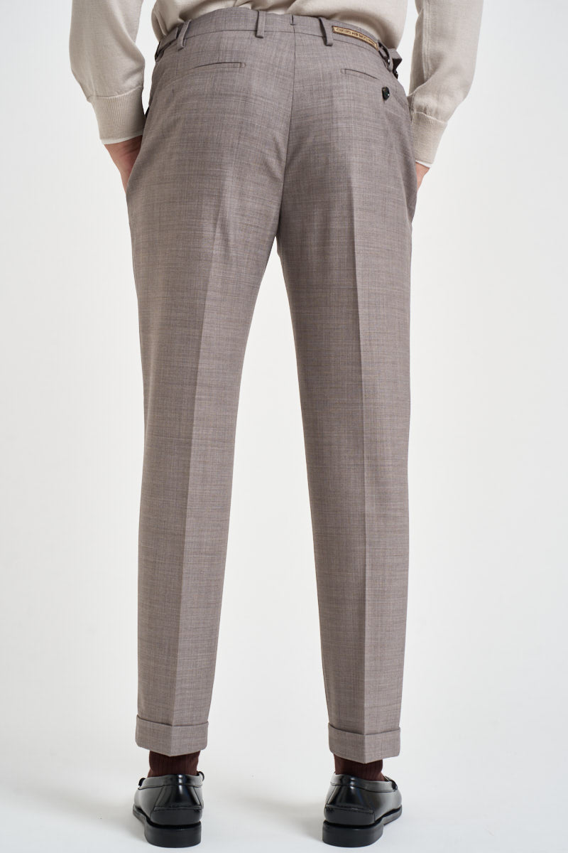 Pantaloni uomo sartoriali tortora mélange RETRO BN7000XLTBROWN BERWICH 