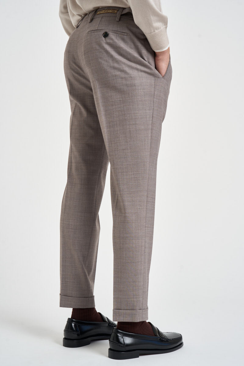 Pantaloni uomo sartoriali tortora mélange RETRO BN7000XLTBROWN BERWICH 