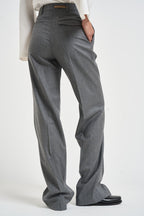 Pantaloni donna con bottoni laterali grigi SIMONA ZG1202XMID GREY BERWICH 