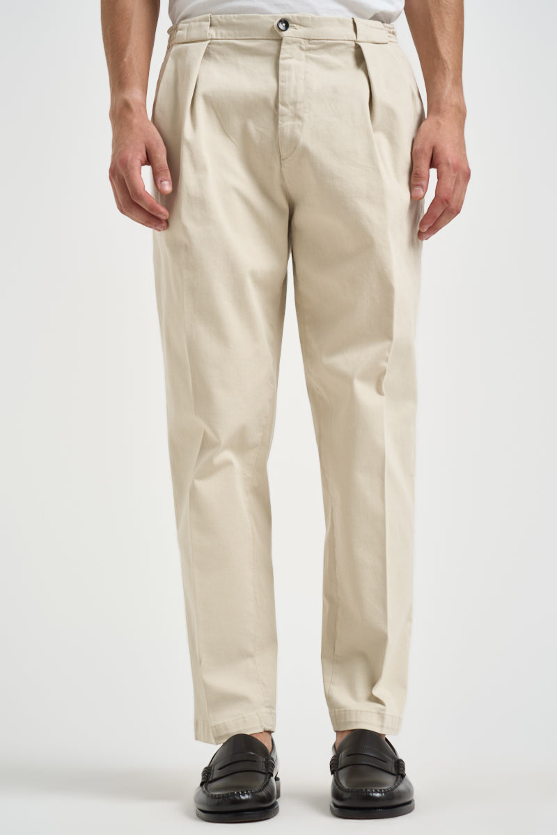 Pantalone uomo doppia pinces panna BELLO 400008103 BRIGLIA 
