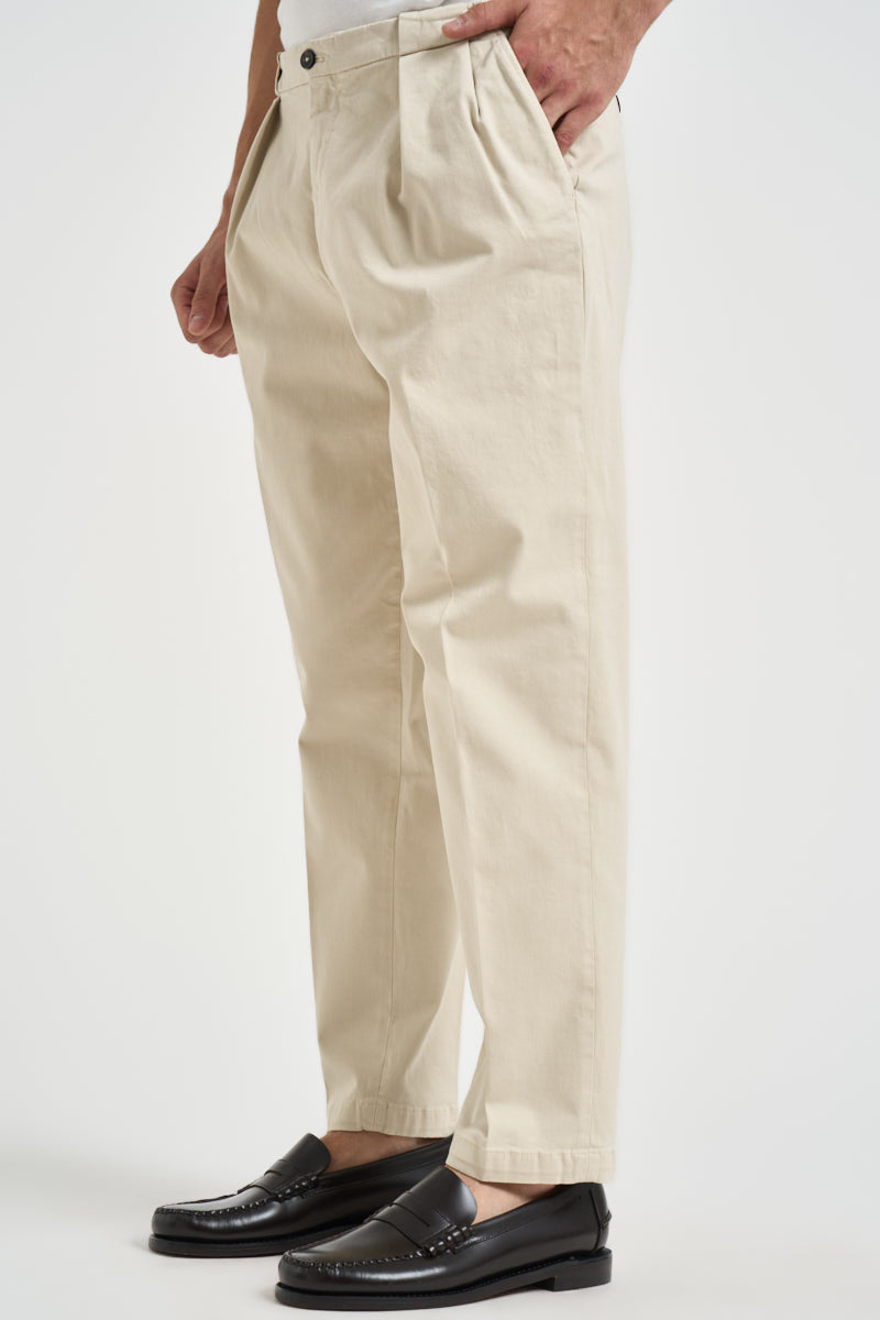 Pantalone uomo doppia pinces panna BELLO 400008103 BRIGLIA 