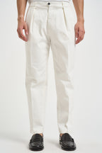 Pantalone uomo doppia pinces bianco BELLO 400008120 BRIGLIA 