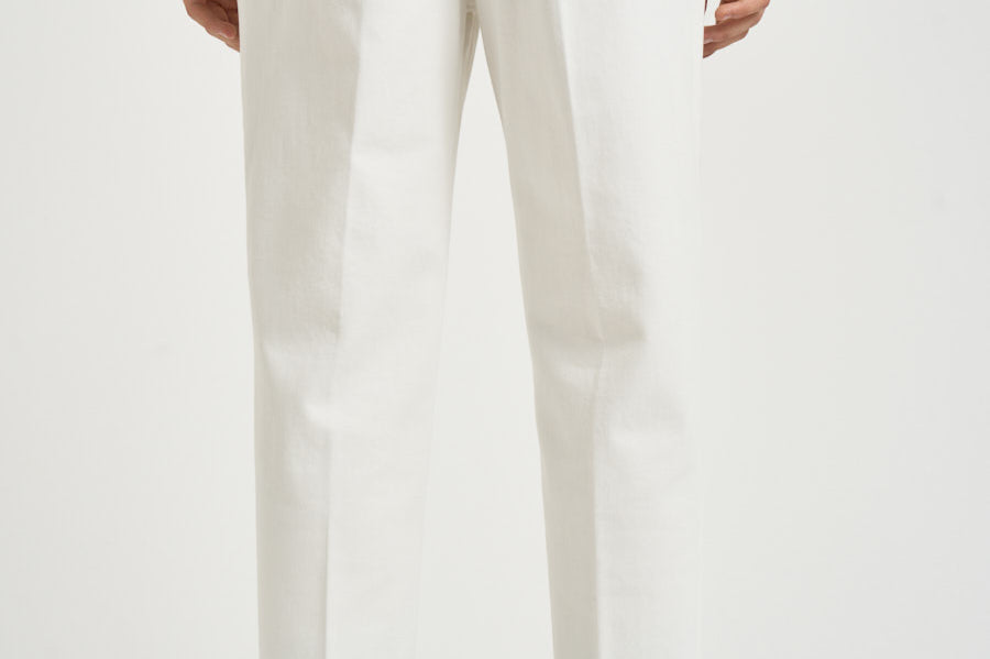 Pantalone uomo doppie pinces bianco BELLOD 400121120 BRIGLIA 