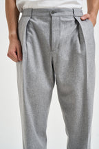 Pantalone uomo sartoriale in lana grigio chiaro BELLOS 40019140 BRIGLIA 
