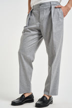 Pantalone uomo sartoriale in lana grigio chiaro BELLOS 40019140 BRIGLIA 