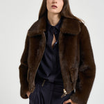 Giacca donna in pelliccia marrone 7362 V02MORO BULLY 