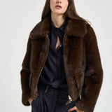 Giacca donna in pelliccia marrone 7362 V02MORO BULLY 