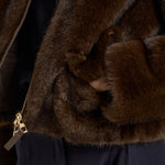 Giacca donna in pelliccia marrone 7362 V02MORO BULLY 