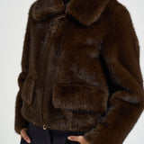 Giacca donna in pelliccia marrone 7362 V02MORO BULLY 