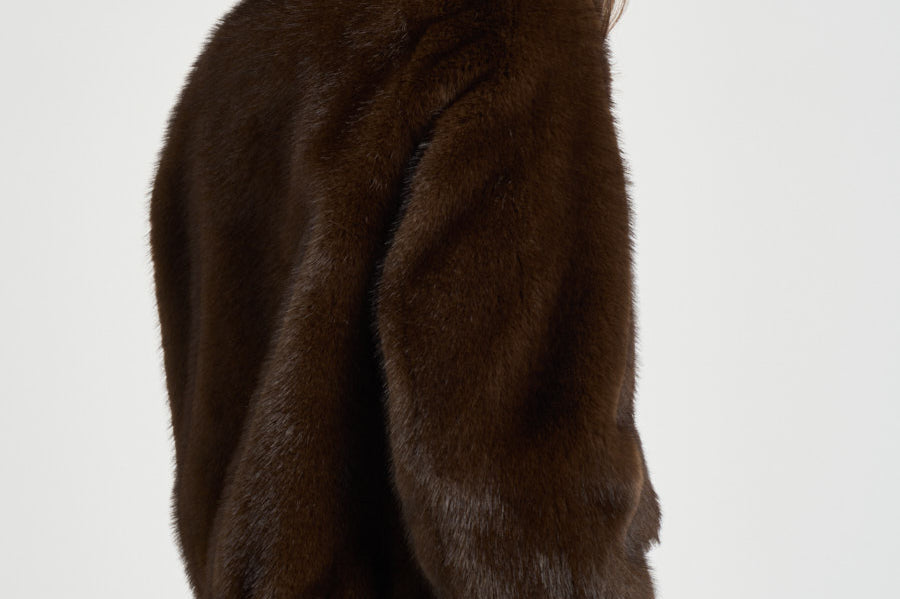 Giacca donna in pelliccia marrone 7362 V02MORO BULLY 