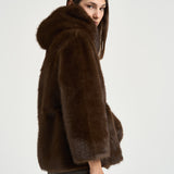 Giacca donna in ecopelliccia testa di moro 7363 V02MORO BULLY 