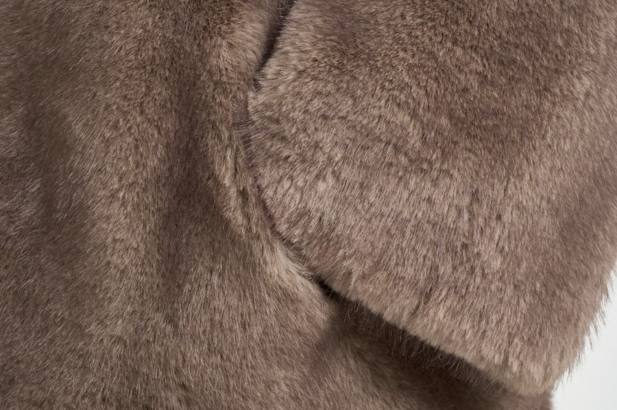 Giacca donna in pelliccia con cappuccio taupe 7363 V05TAUPE BULLY 