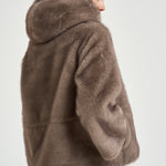 Giacca donna in pelliccia con cappuccio taupe 7363 V05TAUPE BULLY 