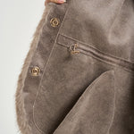 Giacca donna in pelliccia con cappuccio taupe 7363 V05TAUPE BULLY 