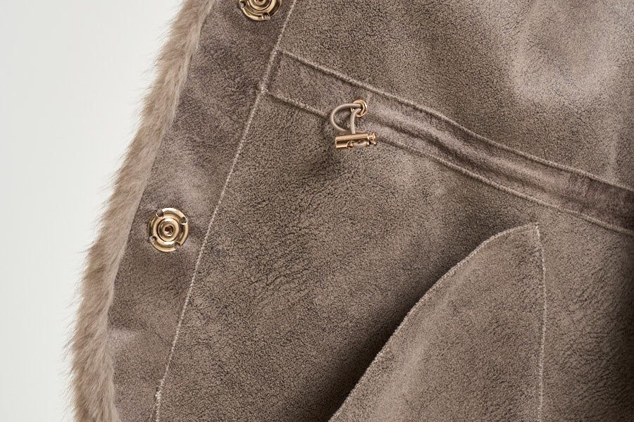 Giacca donna in pelliccia con cappuccio taupe 7363 V05TAUPE BULLY 
