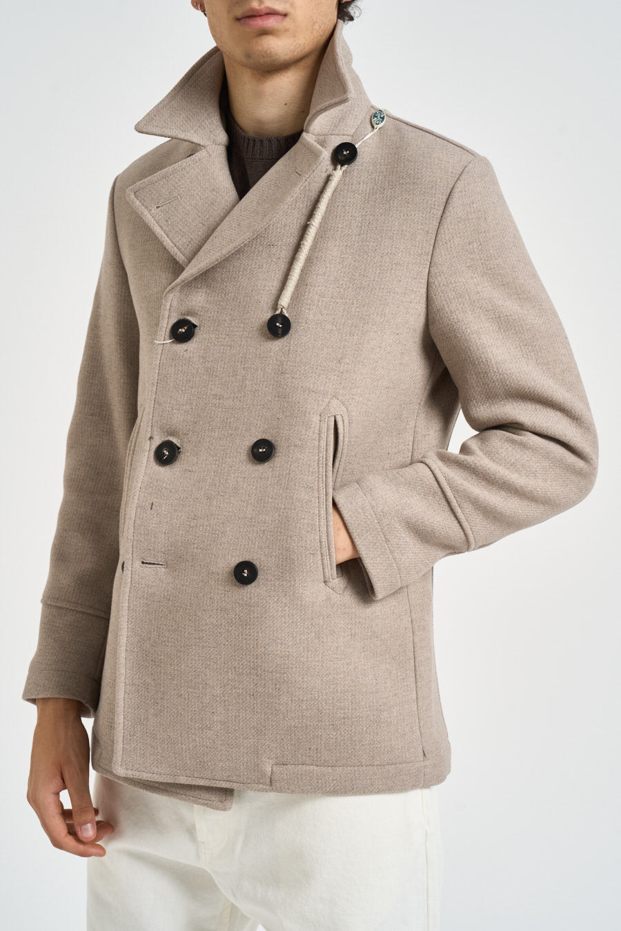 Cappotto uomo doppiopetto beige ISLAND CO CAMPLIN 