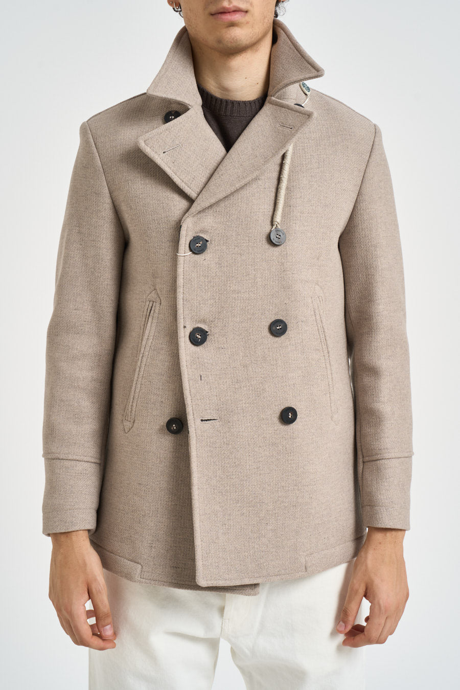 Cappotto uomo doppiopetto beige ISLAND CO CAMPLIN 