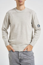 Maglia uomo girocollo grigio chiaro mélange 21CMKN707AA 110149AM13 C.P. COMPANY 