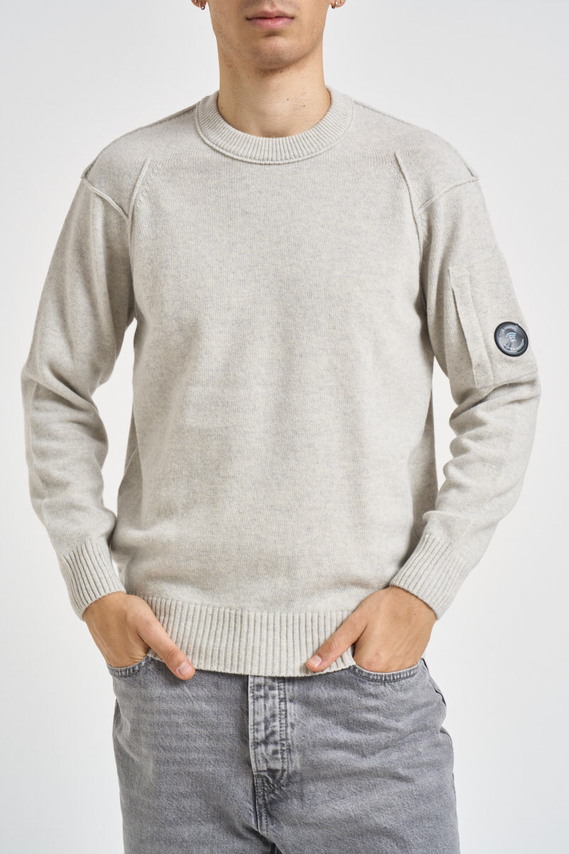 Maglia uomo girocollo grigio chiaro mélange 21CMKN707AA 110149AM13 C.P. COMPANY 
